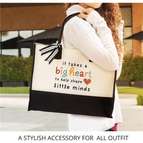Women Tote Shoulder Gift Bag for Teachers Back to School Appreciation Bags - Picture 5 of 6